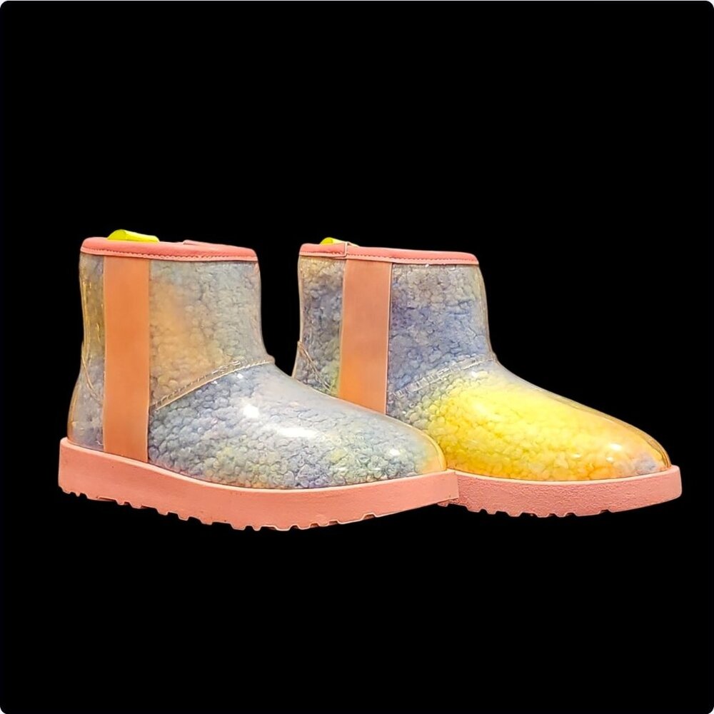Colorful Gradient Shearling-Lined Waterproof Boots With Transparent Outer Shell - Picture 2 of 8